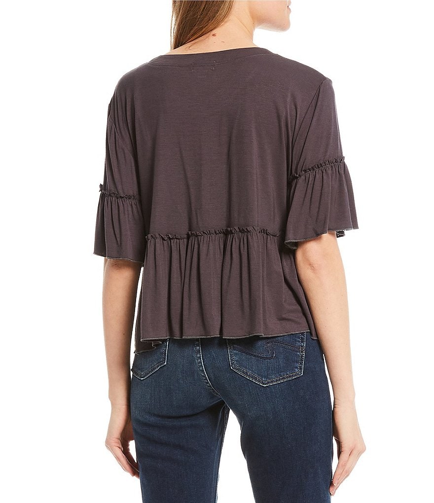 Originality Short Sleeve Boho Peplum Top