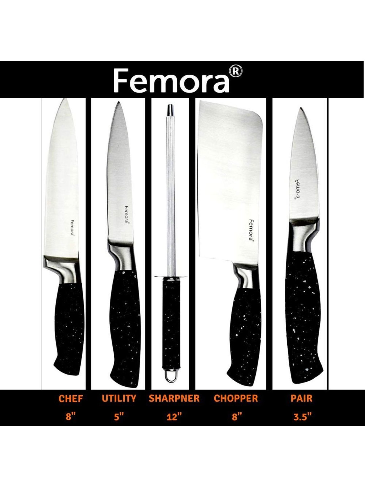 Femora Silver Carbon Steel High Grade Chef Knife
