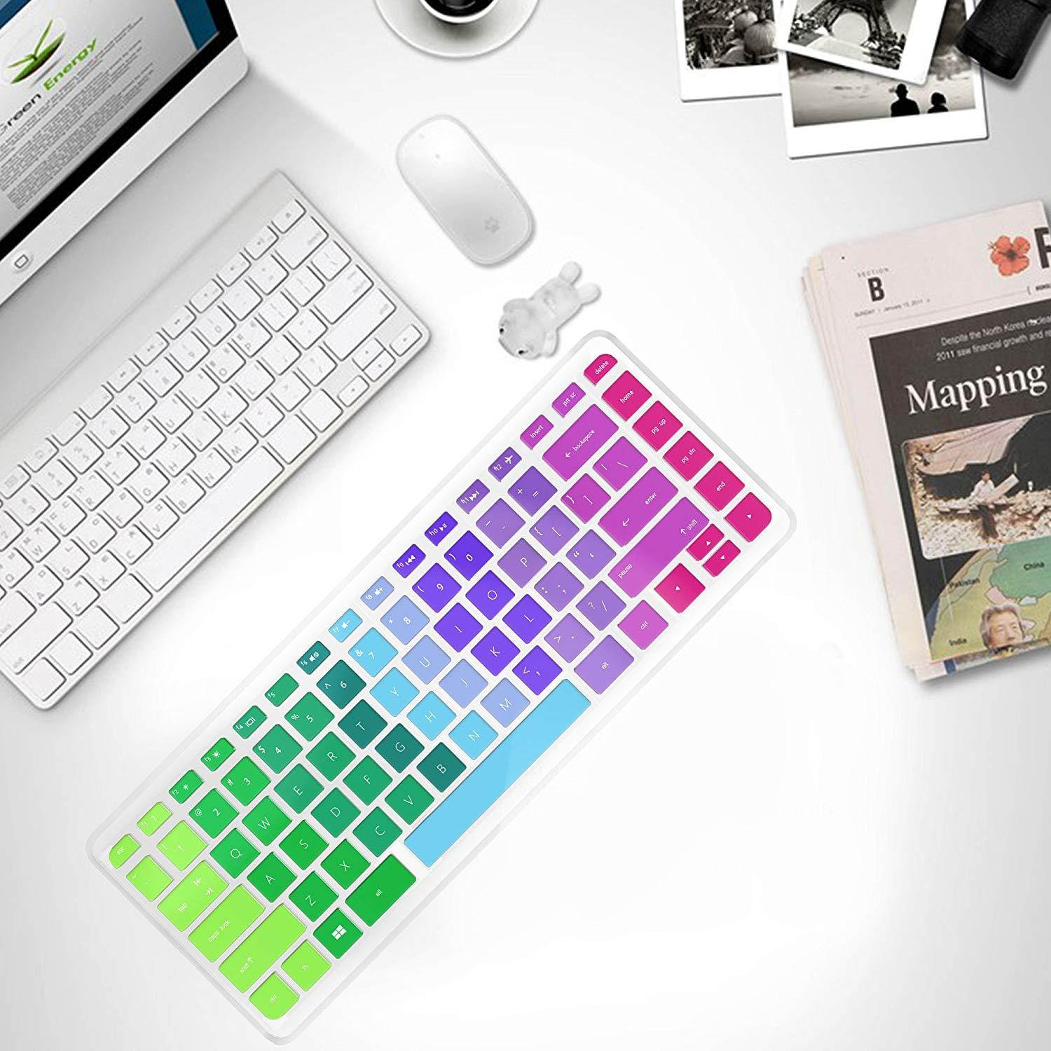 [2pack] Keyboard Cover Skin for HP Stream 14 Inch Laptop,HP Stream 14-ax Series,14 inch HP Pavilion 14-ab 14-ac 14-ad 14-al 14-an Series,14-ab010 14-ab166us 14-ac159nr 14-al062nr 14-an010nr (Rainbow)