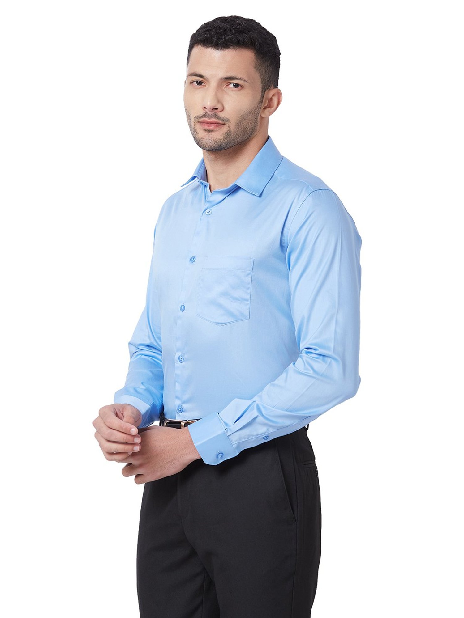 Kenneth Cole Blue Slim Fit Cotton Shirt