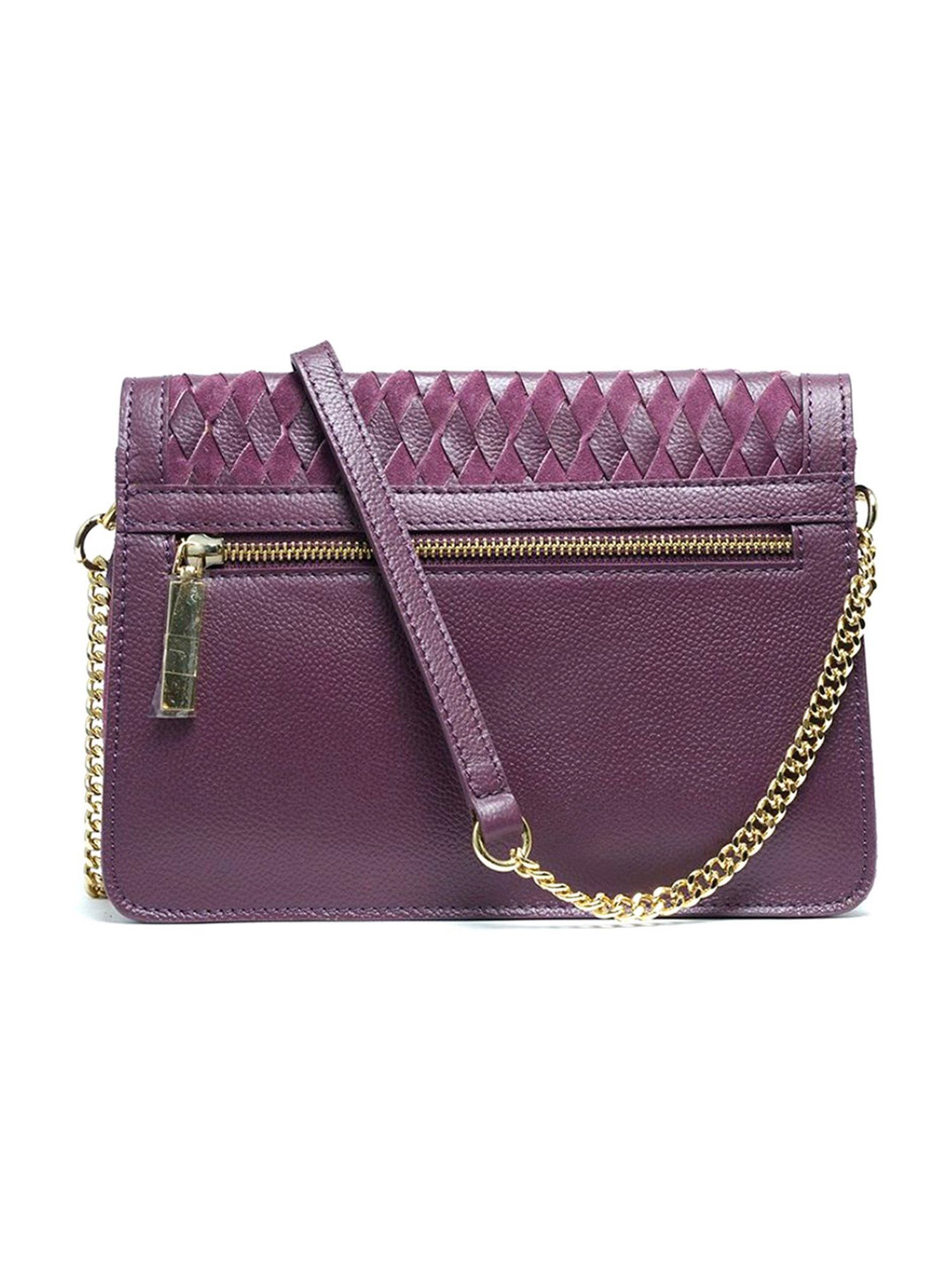 RI2K London Purple Leather Medium Textured Cross Body Bag