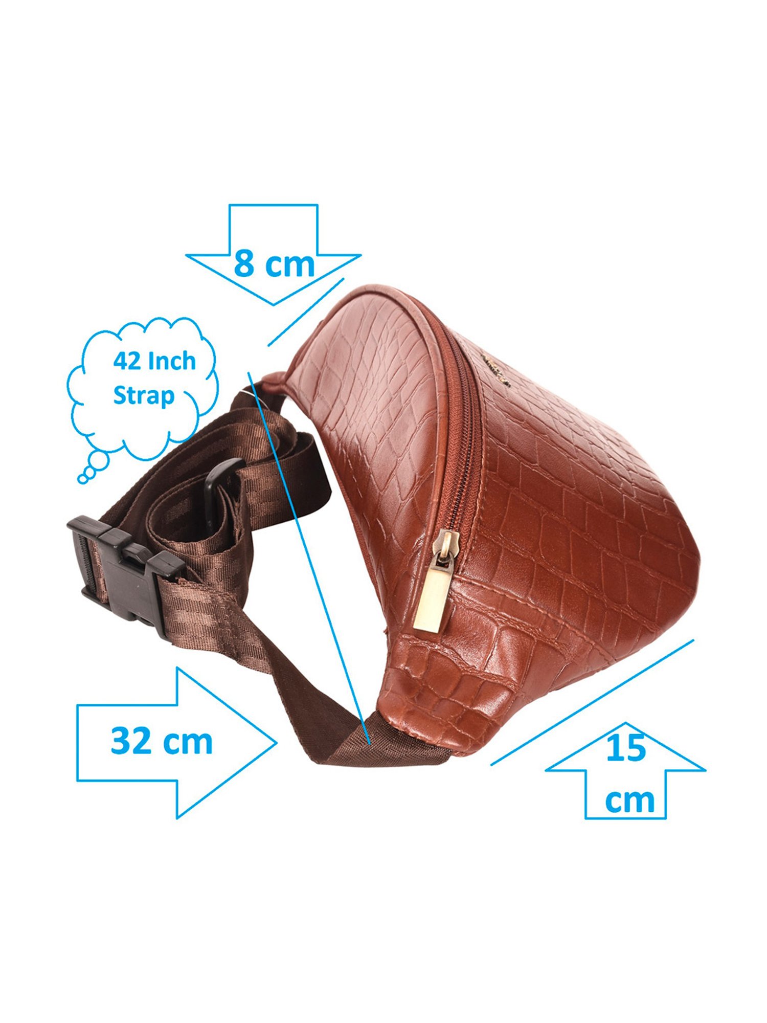 SASSORA Eefa Cognac Textured Leather Medium Belt Bag