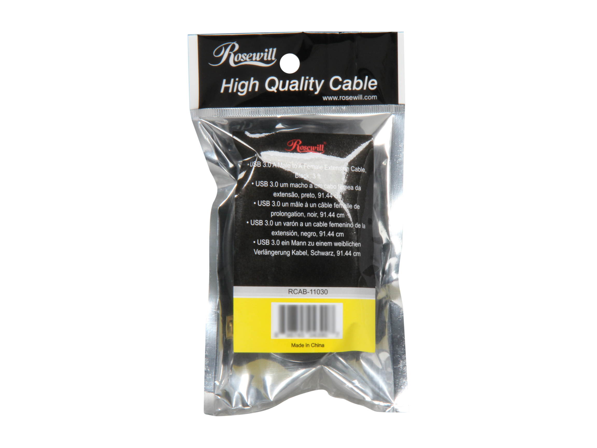 Rosewill RCAB-11030 USB3.0 A Male to A Female Extension Cable, Gold Plated, Black