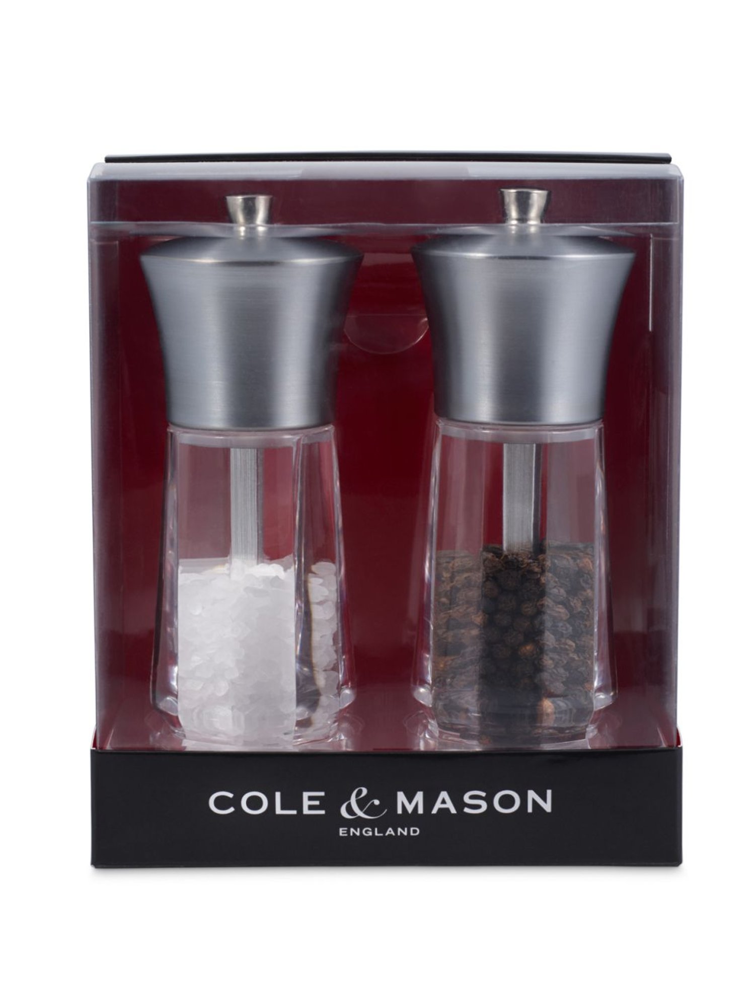 COLE & MASON Transparent Stainless Steel Salt & Pepper Mill