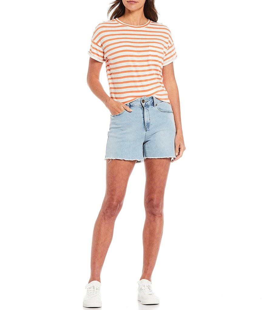 A Loves A Stripe Round Neck Short Sleeve Knit Top