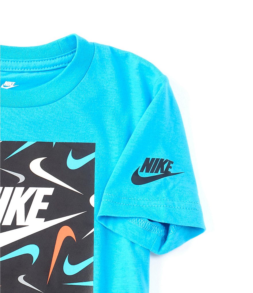Nike Little Boys 2T-7 Short-Sleeve Swoosh AOP Block Logo Tee