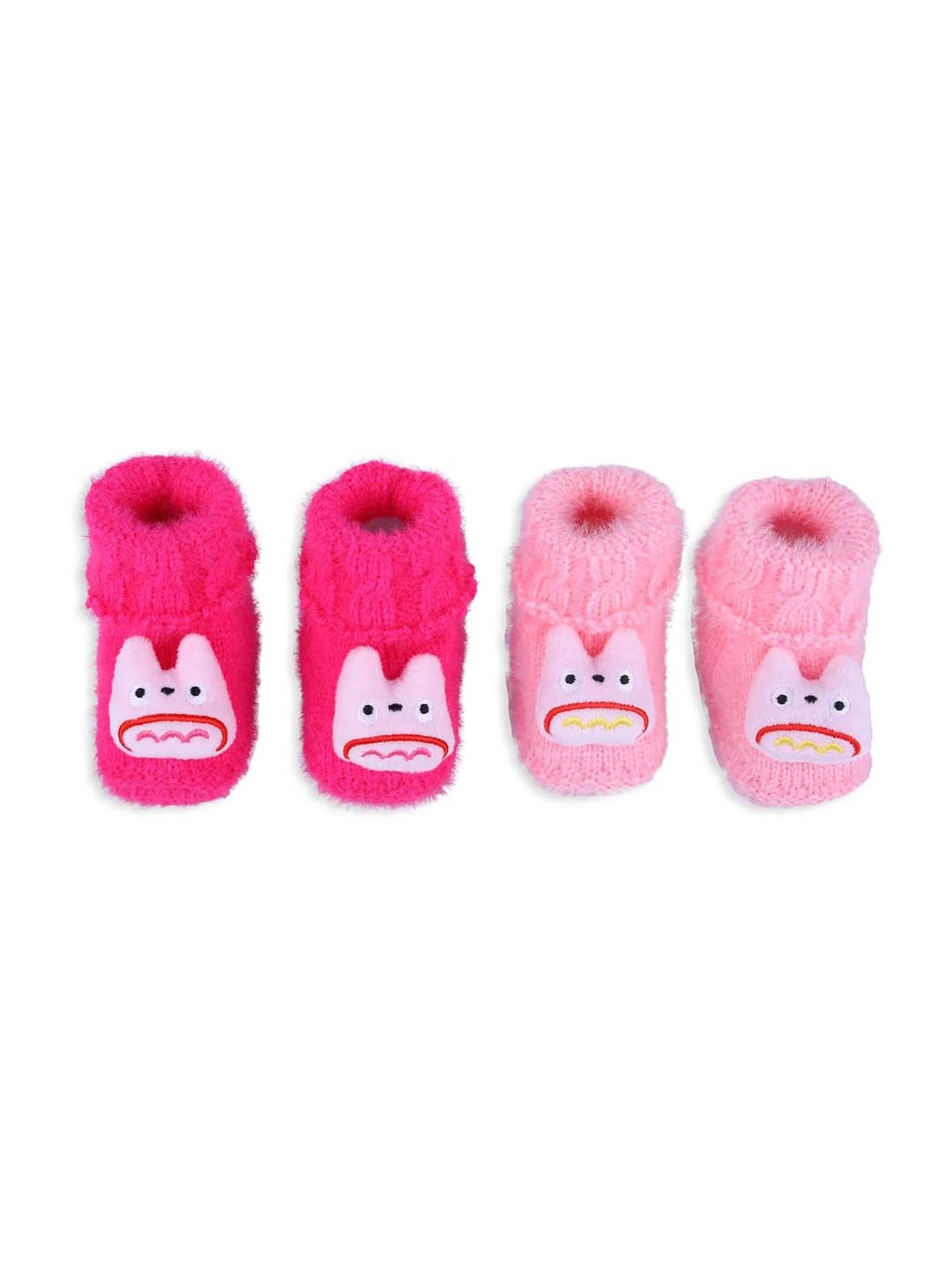 Baby Moo Kids Pink Cartoon Crochet Woollen 3D Socks