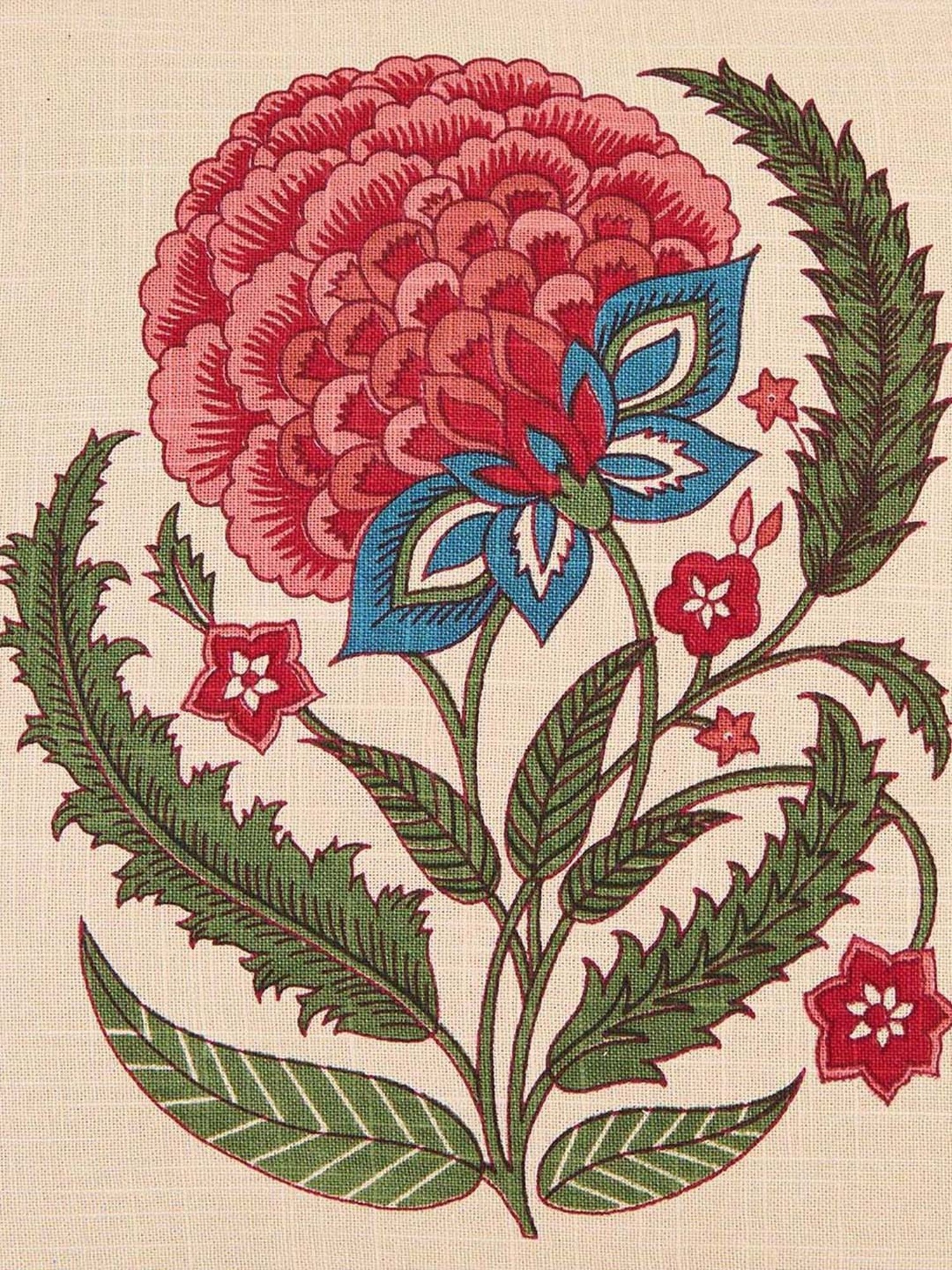 Fabindia Home Red Cotton Printed Gulzar Cushion Cover