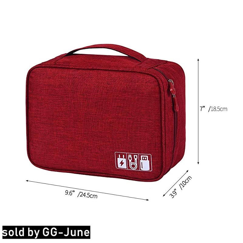 Organizer, Electronic Accessories Double Layer Travel Cable Organizer Cord Storage Bag for Cables, iPad (Up to 9.7''), Charger, Phone, USB, SD Card(Black)