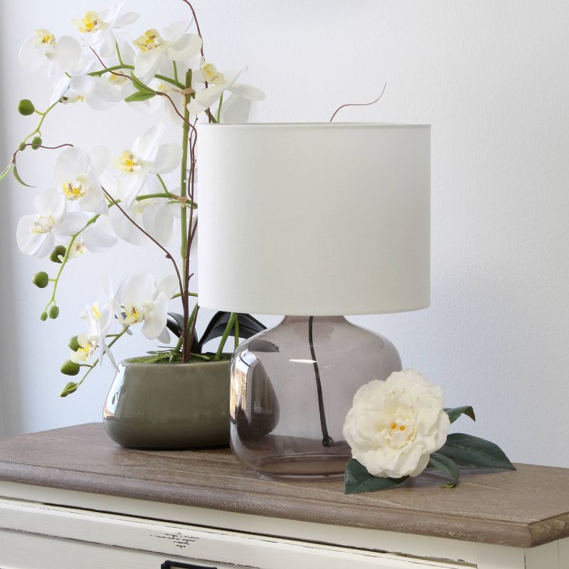 Glass Table Lamp with Fabric Shade White - Simple Designs