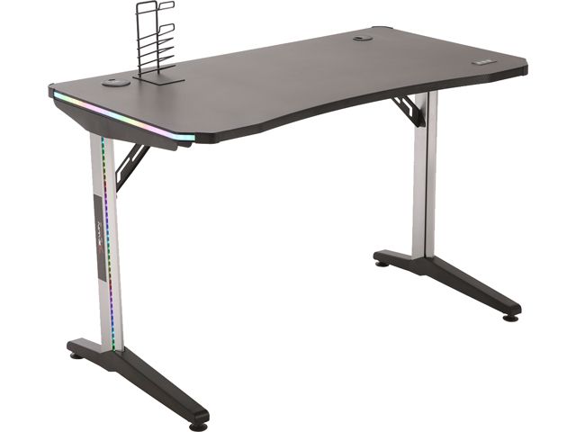 E-WIN 2.0 Edition RGB Gaming Desk with RGB Lights, Smart Wireless Charger, USB Port, Controller Stand And Cup Holder