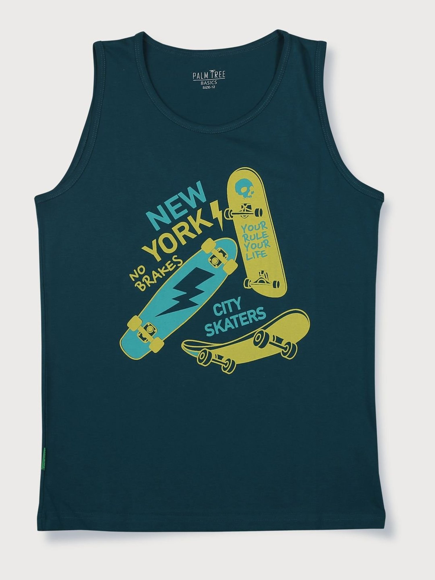 Palm Tree Kids Teal Printed T-Shirt