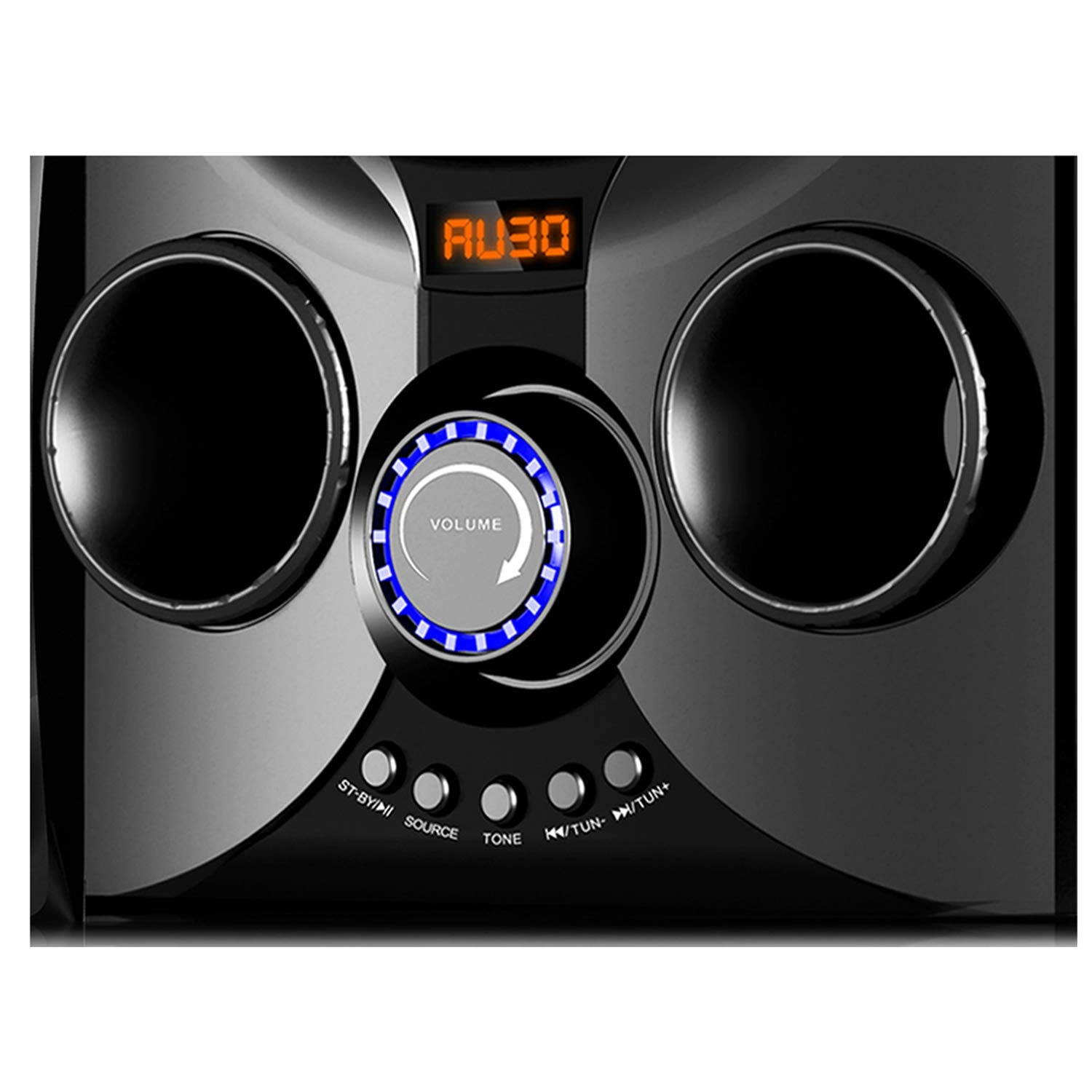 Boytone BT-424FN, 2.1 Multimedia Bluetooth Speaker System Powerful Shelf Stereo Wired Systems, FM, SD Slot, USB Port, MP3 Format, 40 Watts, Reactive LED Light, Remote Control, for Smartphone, Tablet