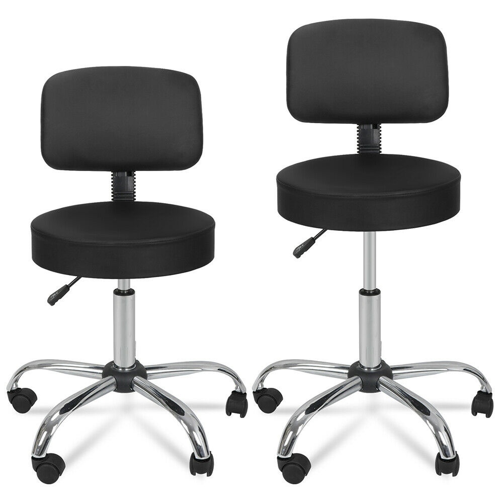2X Adjustable Height Hydraulic Rolling Swivel Stool Spa Salon Chair Back Rest