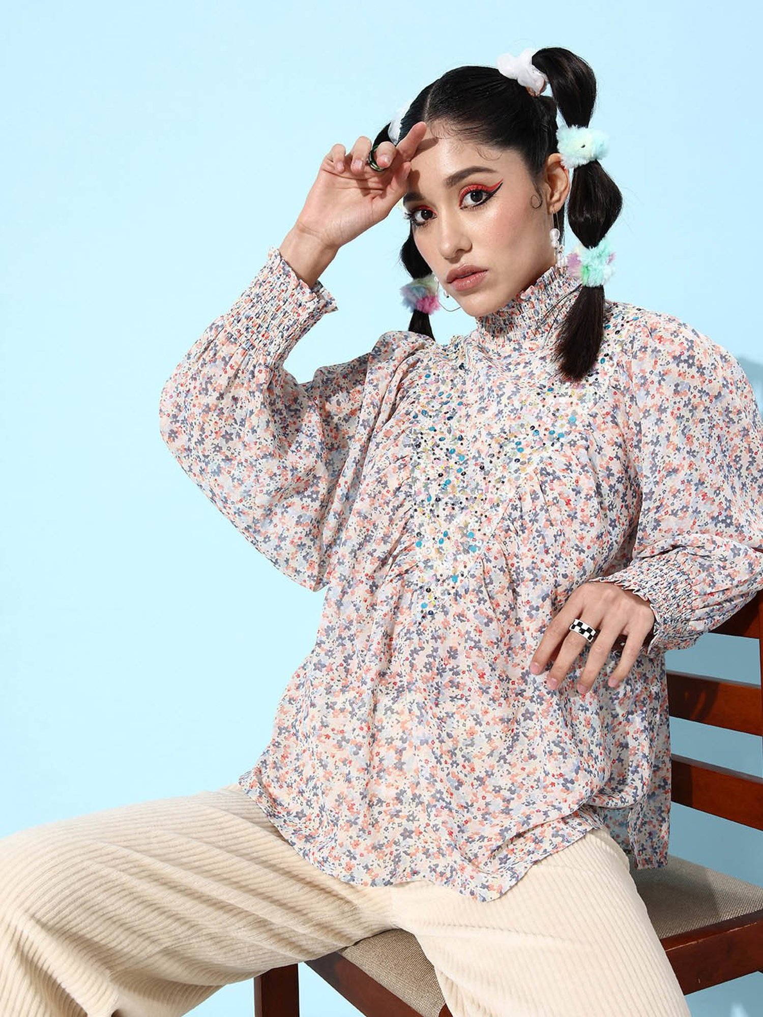 QUIERO Multicolor Embellished Top