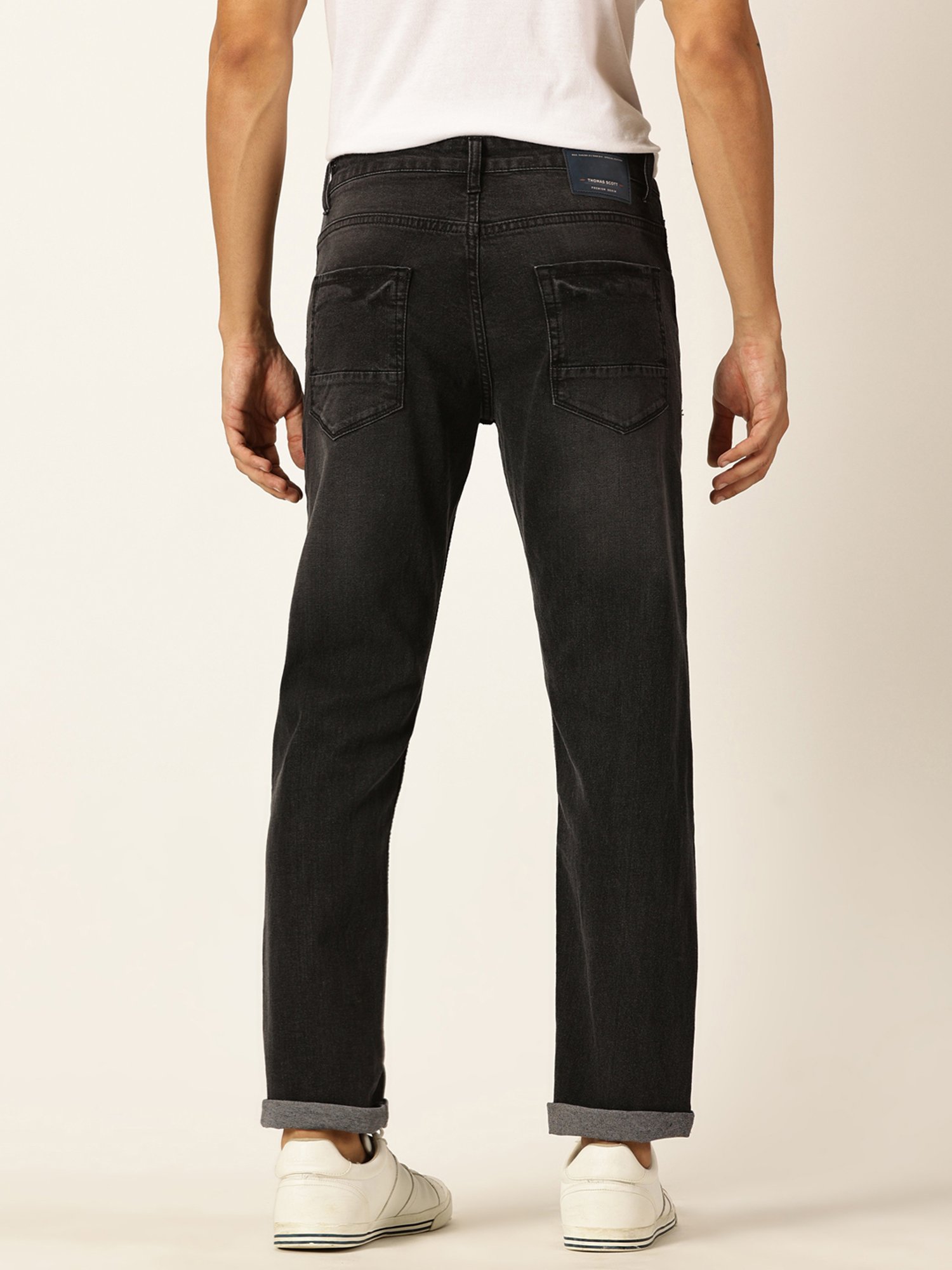 Thomas Scott Black Slim Fit Lightly Washed Jeans