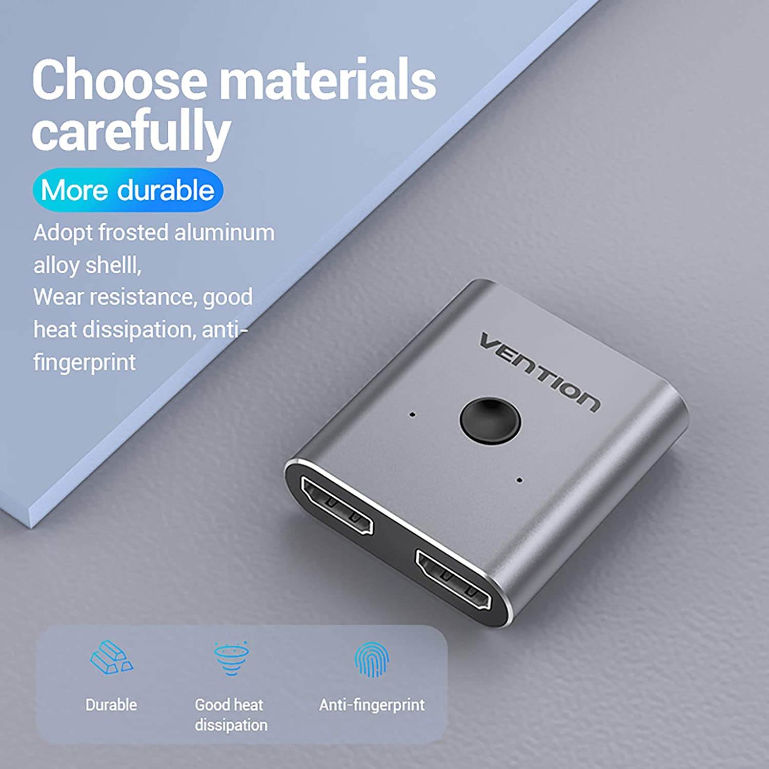 HDMI Splitter, Bi-Directional HDMI Switch 2 Input 1 Output, 1x2 2x1 Switcher, Compatible with PS4, Xbox, Computer, Player, Supports 4K 3D HD 1080P