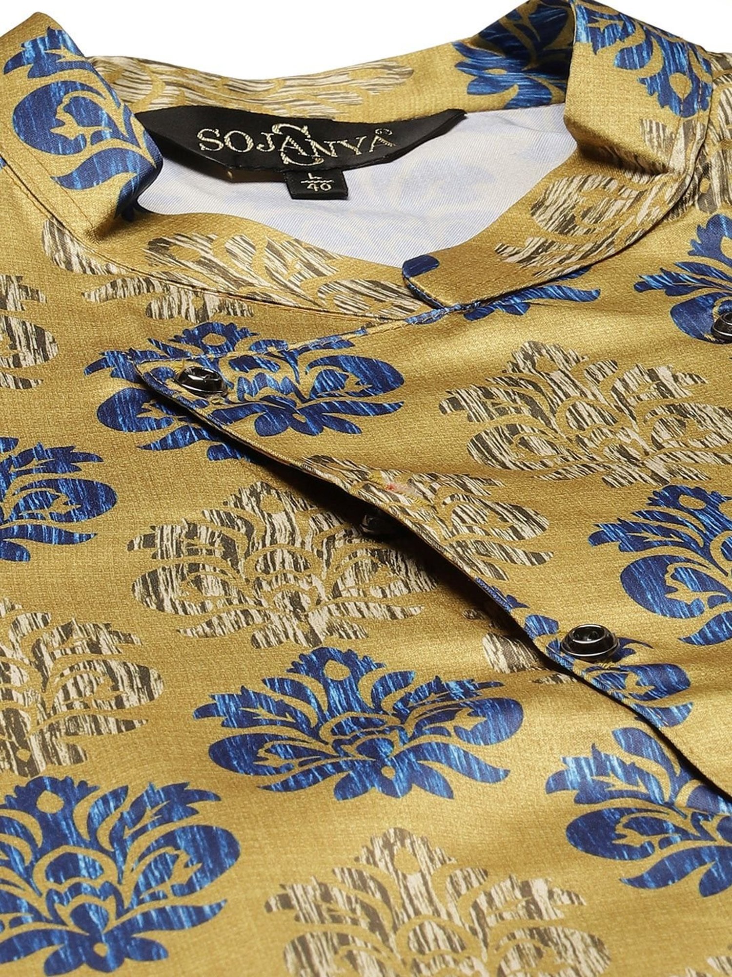 Sojanya Blue Regular Fit Printed Kurta Set With Jacket