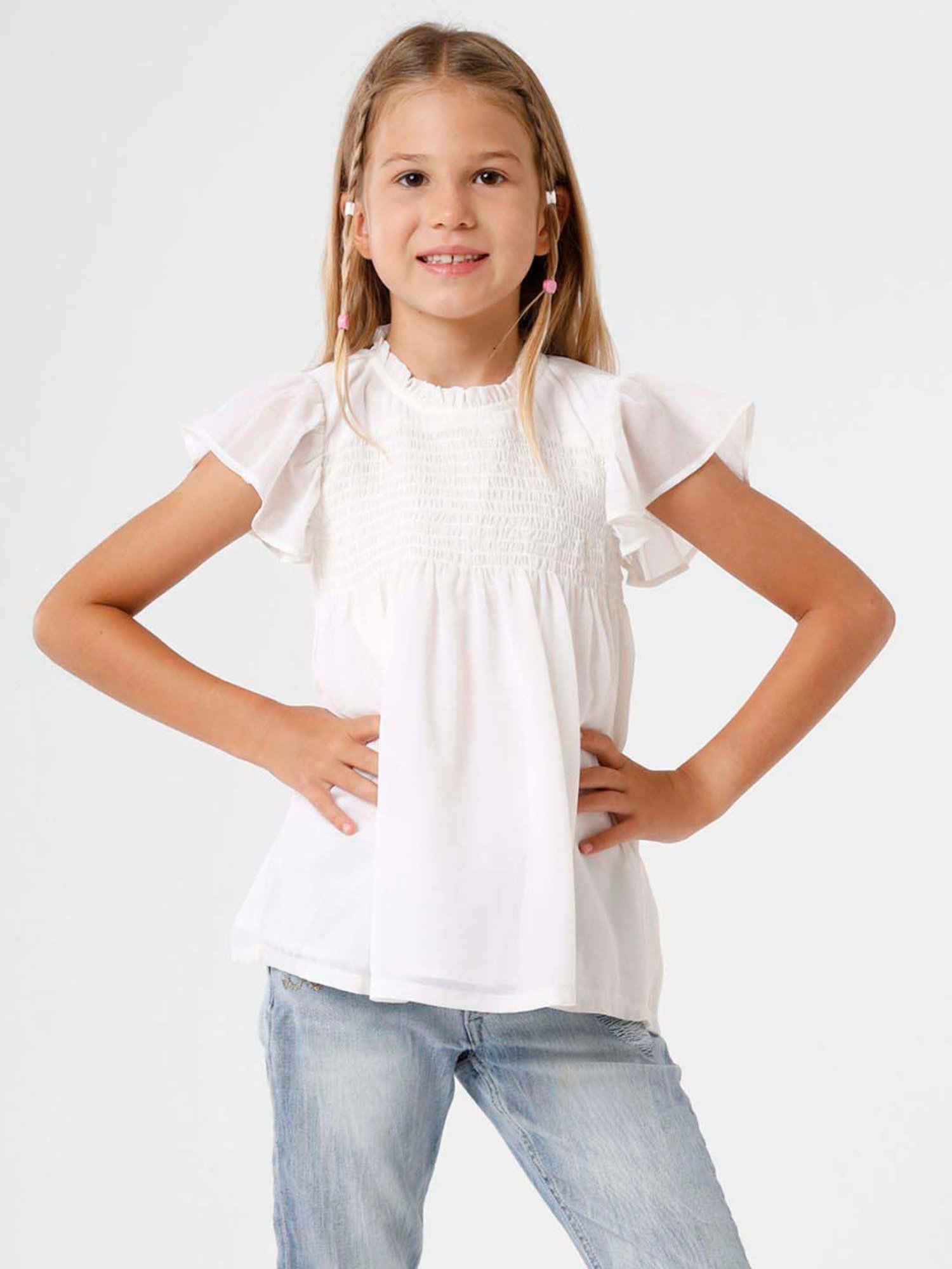 Kate & Oscar Kids White Regular Fit Top