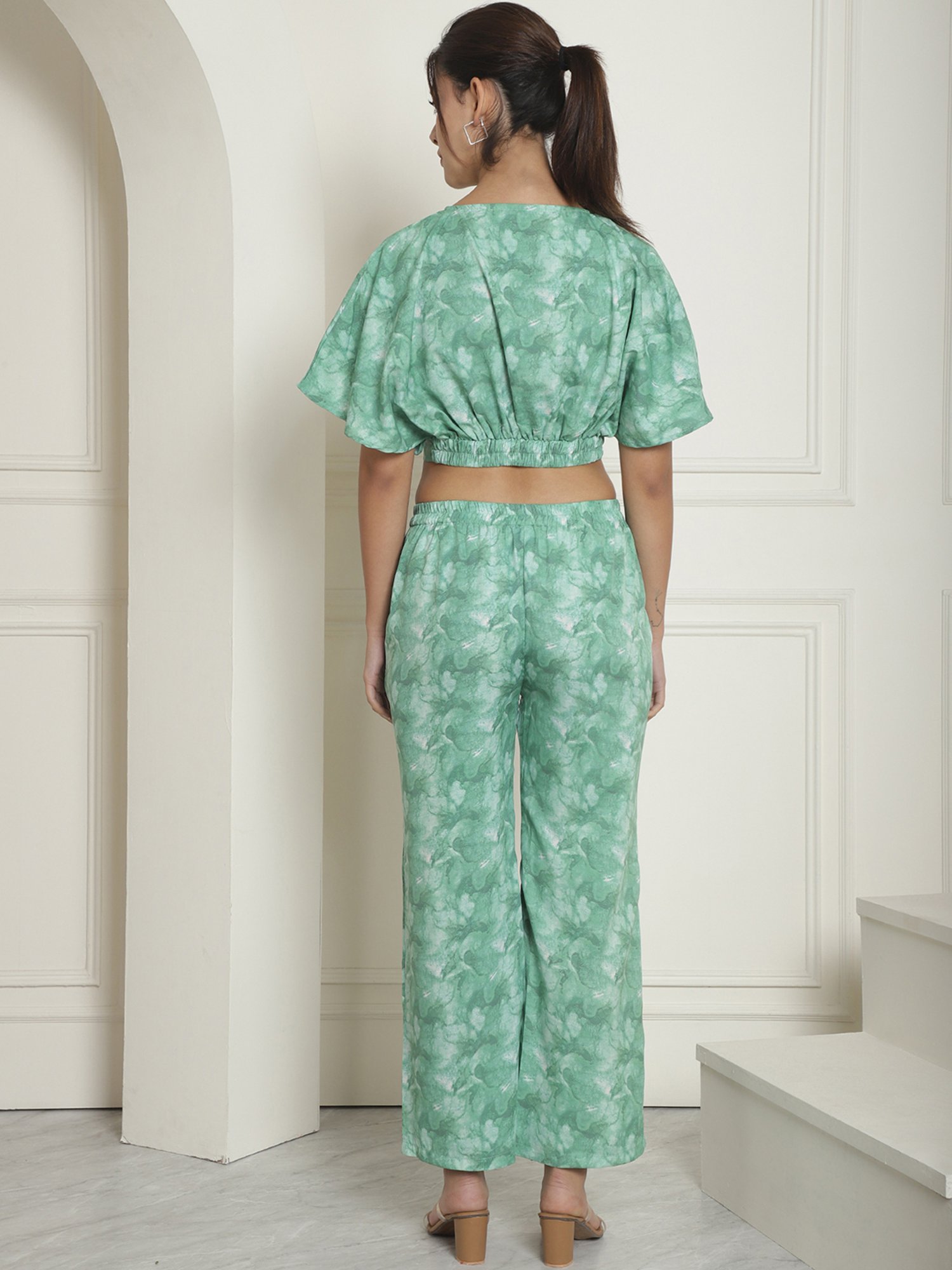 Indian Needle Green Crop Top & Pant Set