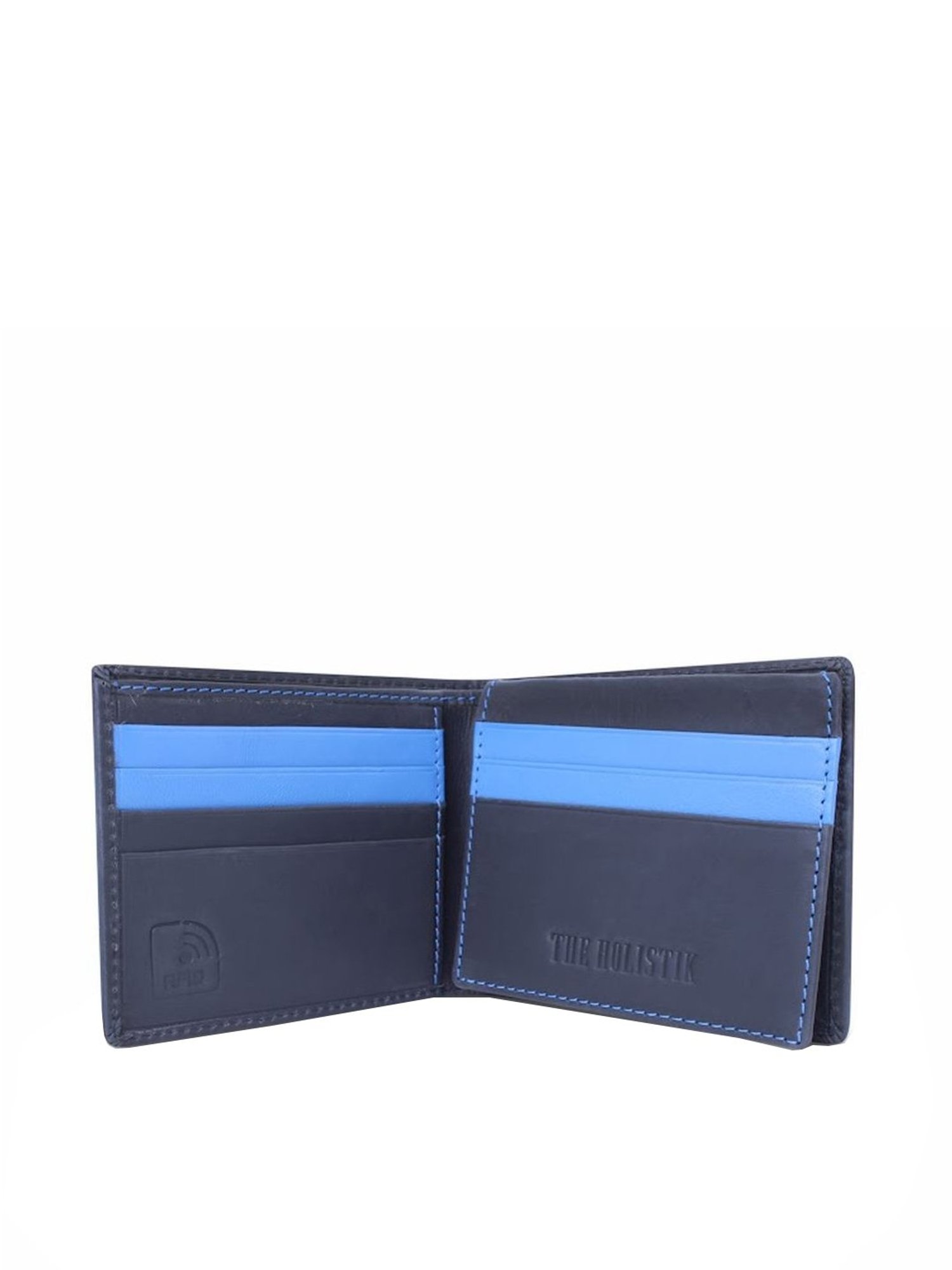 THE HOLISTIK Spirit Black & Royal Blue Casual Leather Bi-Fold Wallet for Men