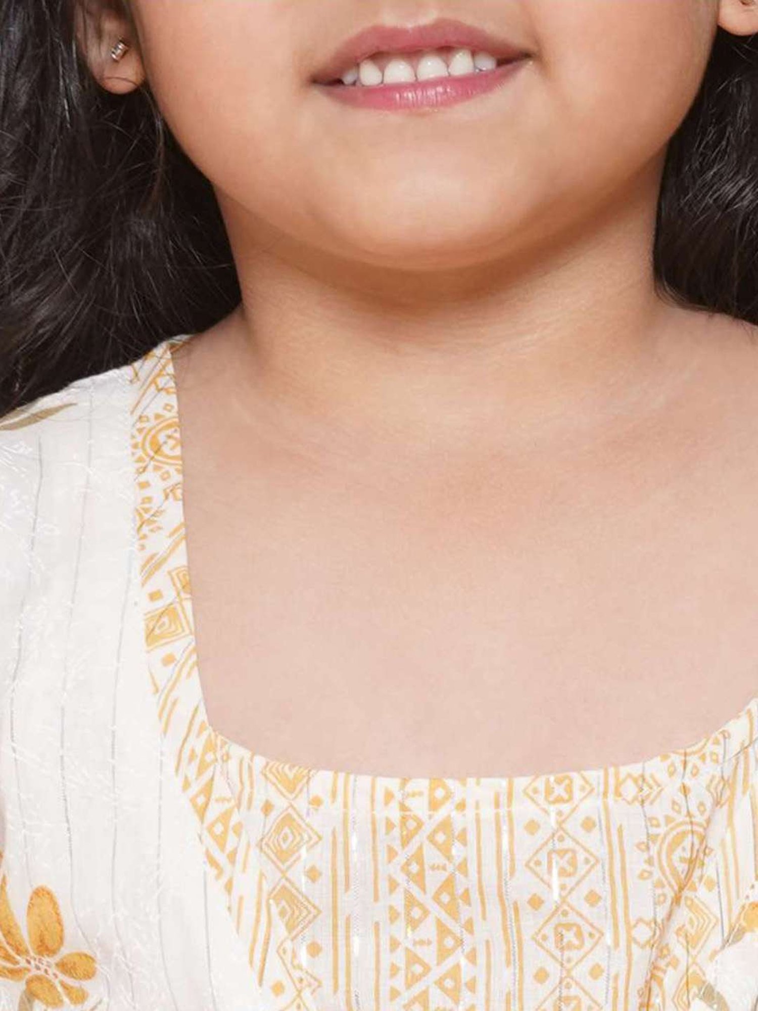 AJ Dezines Kids Yellow & White Cotton Printed Kurta Set