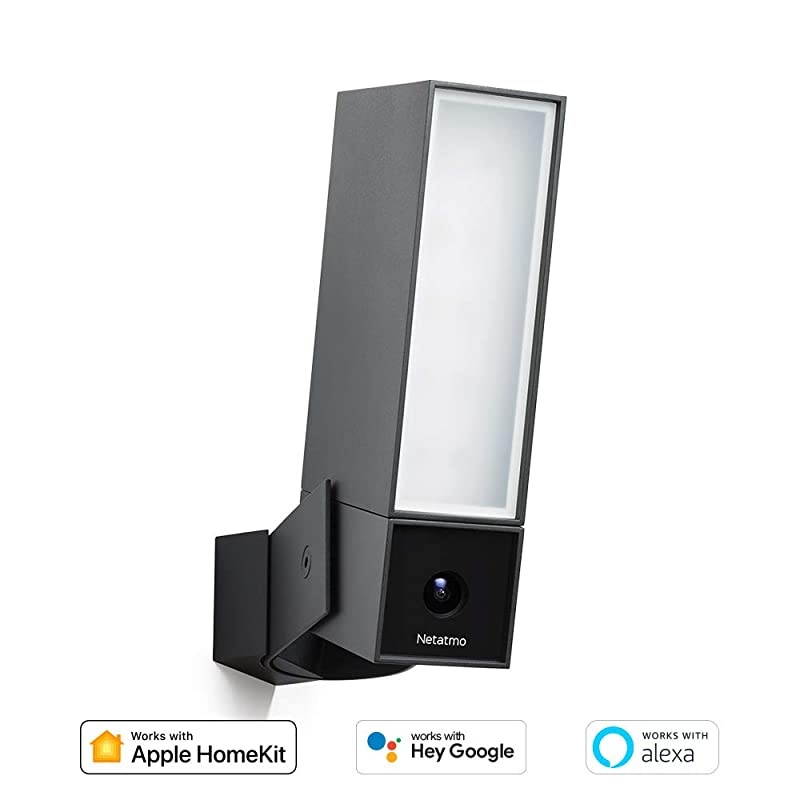 Smart Outdoor Security Camera, WiFi, Integrated Floodlight, Movement Detection, Night Vision, Without Fees, NOC01-US, Black Aluminium