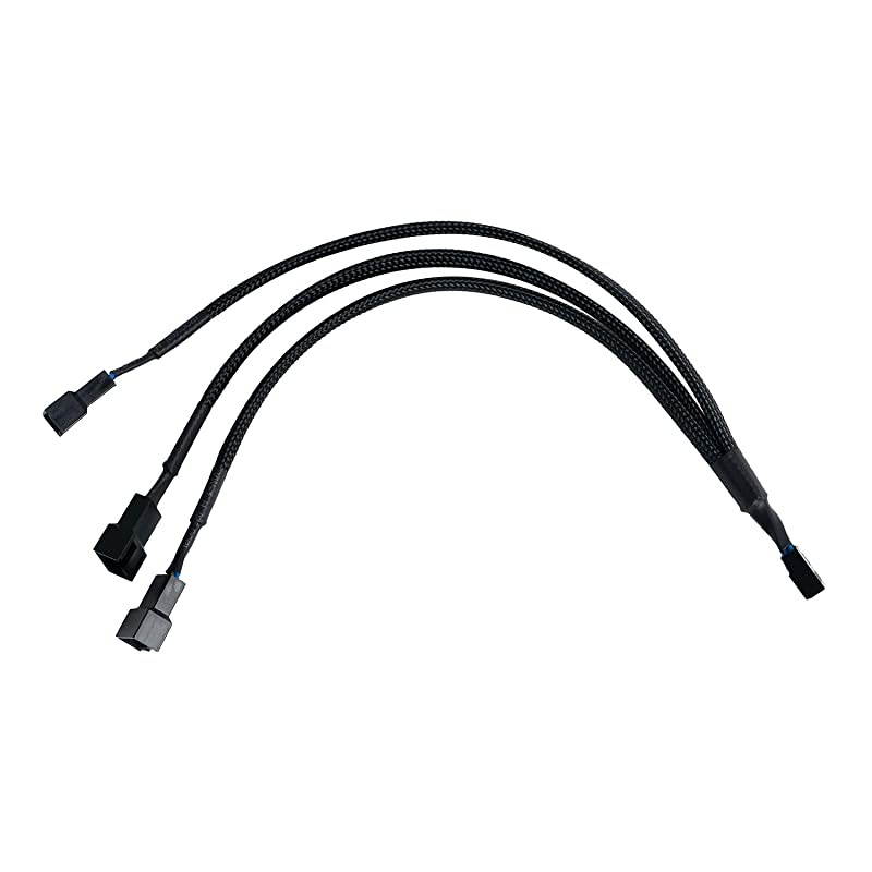 PWM Fan Splitter 4 Pin Fan Extension Power Adapter Cable Sleeved Braided Y Splitter Computer PC Cable 1 to 3 Converter 105 inch 2 Pack