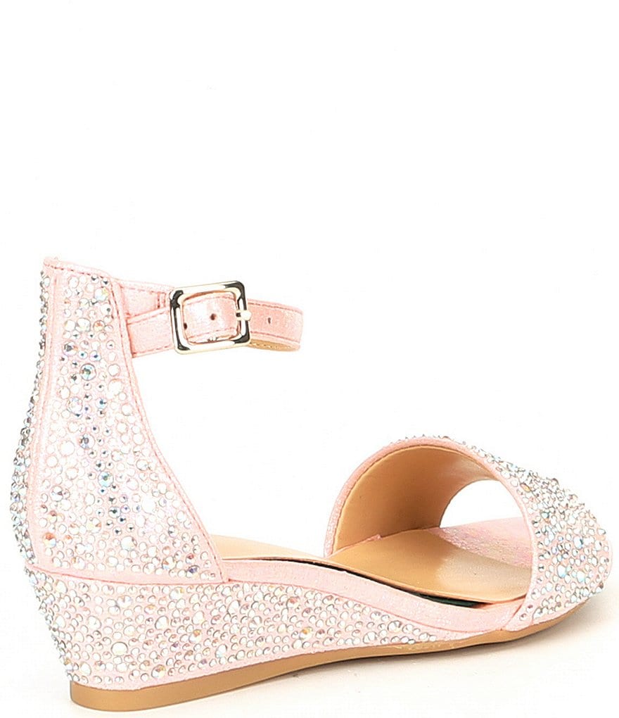 GB Girls' Maxy-Girl Rhinestone Detail Ankle Strap Wedges (Toddler)