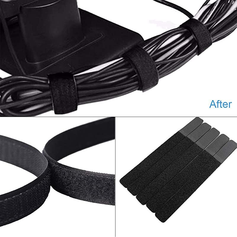 50 PCS Reusable Fastening Cable Ties, Microfiber Cloth 6-Inch Hook and Loop Cord Ties for Tablet Laptop PC TV Home Office Electronics Wire -5 Colors