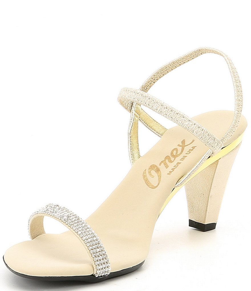 Onex Iced Rhinestone Embellished Leather Dress Sandals