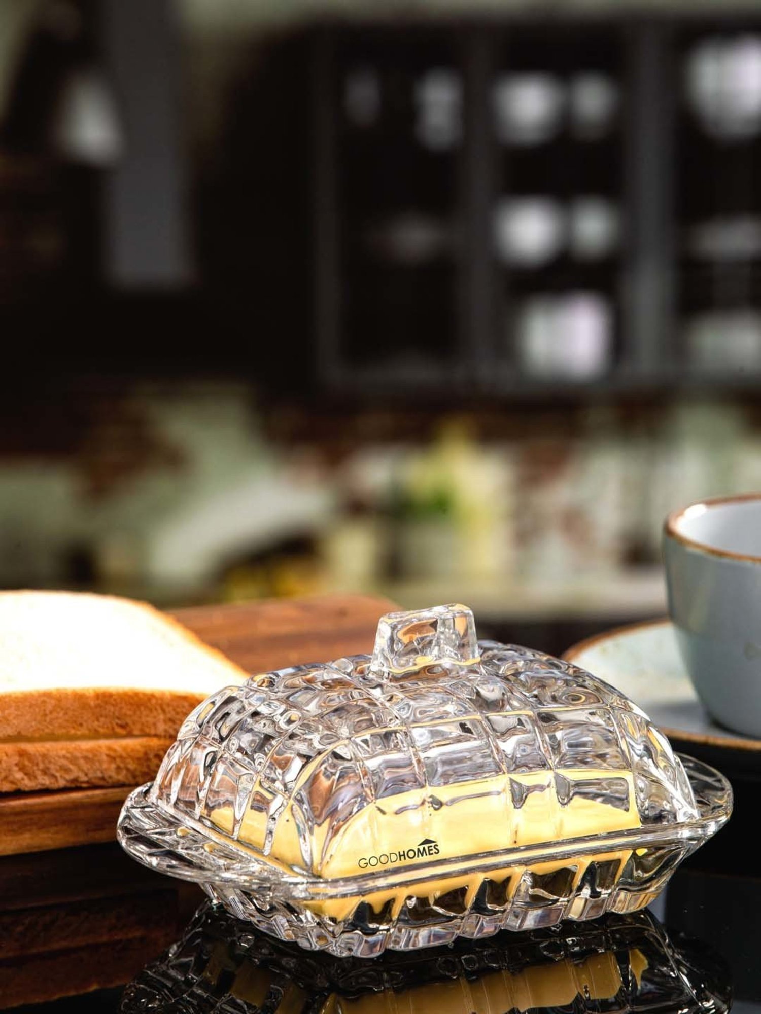 Goodhomes Transparent Glass Butter Dishes With Lid