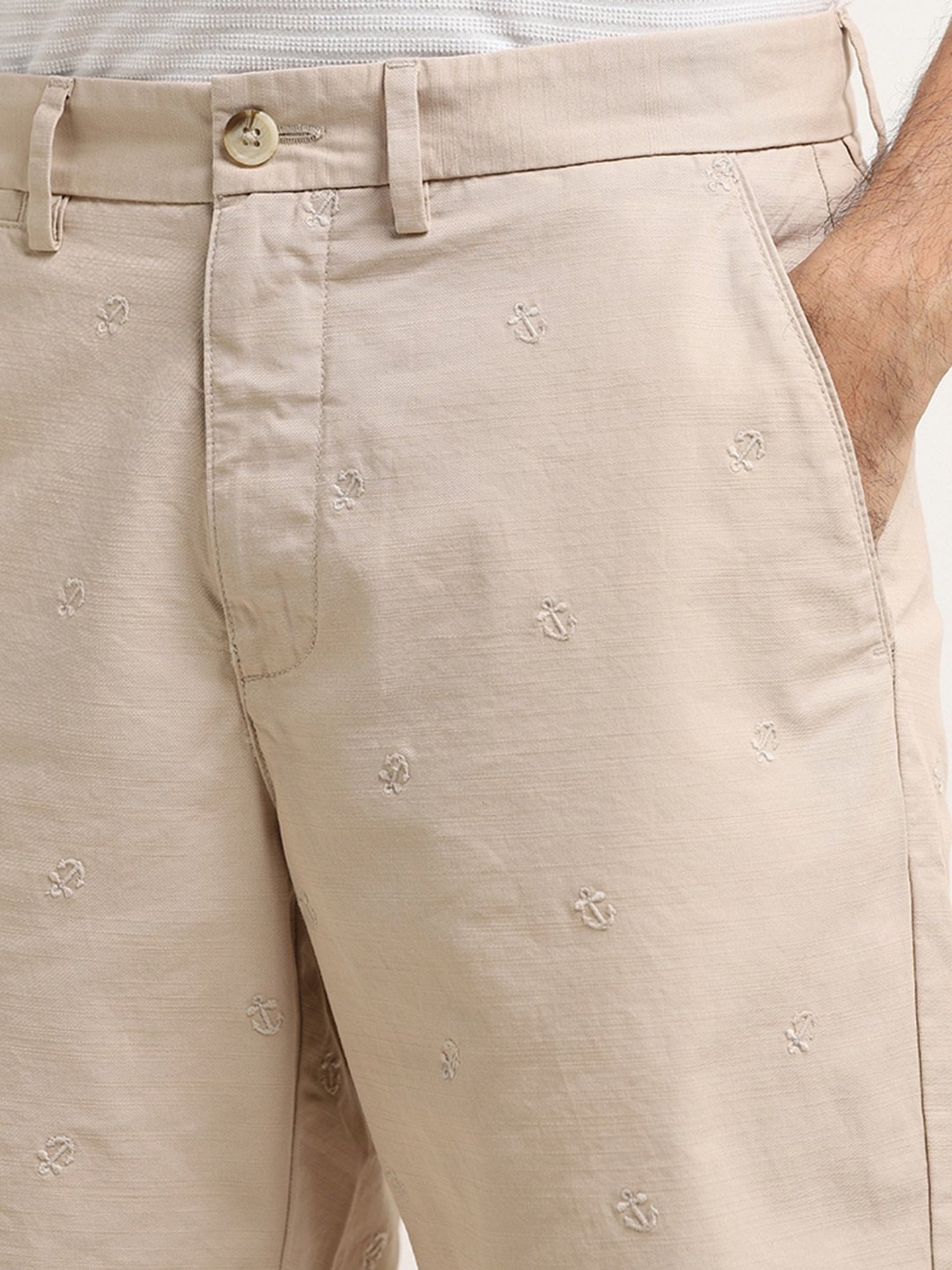 WES Casuals by Westside Beige Relaxed-Fit Mid-Rise Cotton Shorts