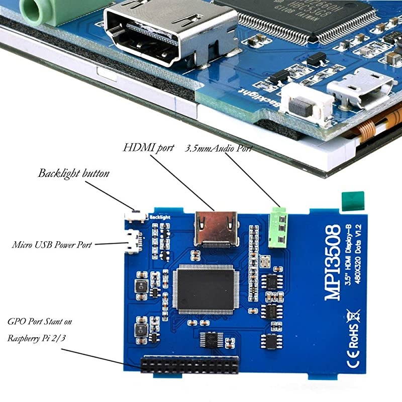 for Raspberry PI 3 Generation TFT Touch Screen 35 inch TFT LCD Display Monitor Support All Raspberry PI System Video Movie Play Arcade Game HDMI Audio Input SC6A
