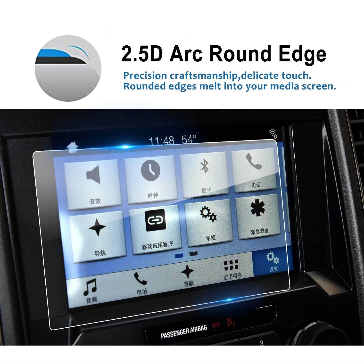 2PCS LFOTPP 8 Inch for 2015-2019 Ford F-150 F250 F350 F450 sync2 sync3 Coupe Hatchback Glass Navigation Screen Protector, 9H Tempered Glass Infotainment Center Touch Display Screen Protector