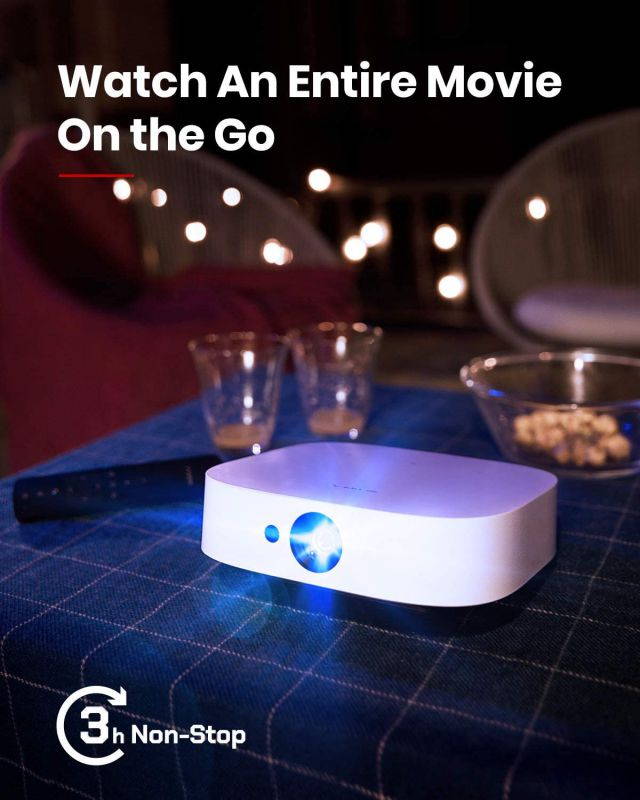 Anker Nebula Solar Portable 1080p Projector, Dolby Digital Plus, 23W Speaker, Android TV, Built-In Stand, Autofocus, 3-Hour Battery Life, Keystone Correction, and Digital Zoom