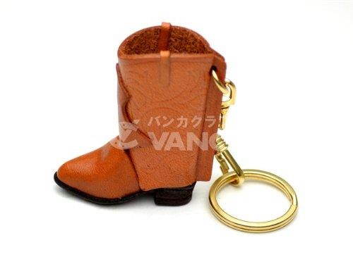 Western Boot 3D Leather Keychain(L) VANCA CRAFT-Collectible Keyring Charm Pendant Made in Japan