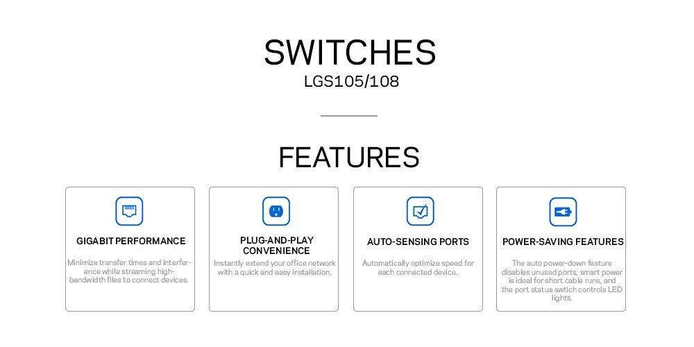Linksys Business LGS105 5-Port Desktop Gigabit Ethernet Network Unmanaged Switch I Metal Enclosure