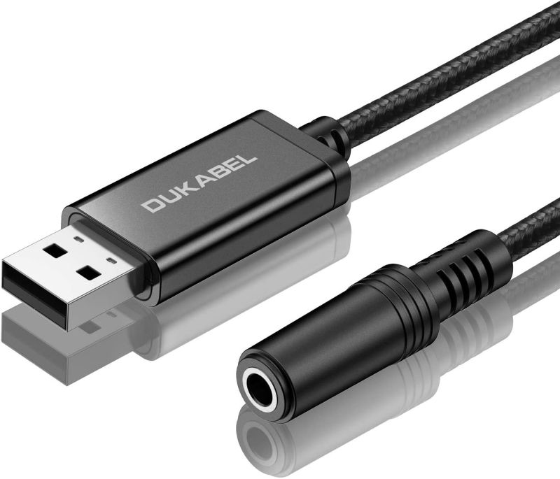 CUUWE USB to 3.5mm Jack Audio Adapter, USB to Aux Cable with TRRS 4-Pole Mic-Supported USB to Headphone AUX Adapter Built-in Chip External Sound Card for PC PS4 PS5 and More [7.69 inch]