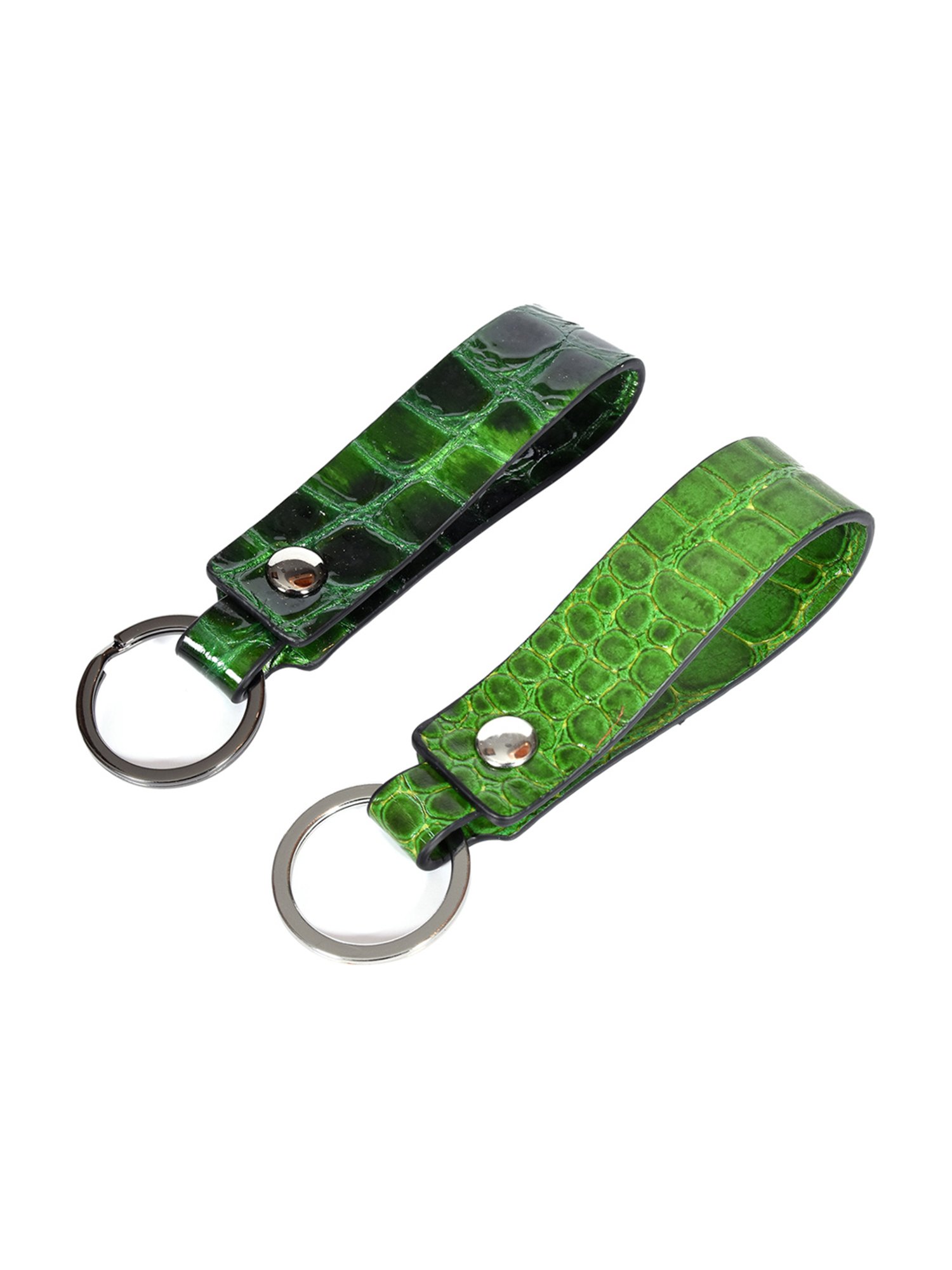 SASSORA Green Leather Keychain Key Ring Holders Anniversary Gift, Birthday Gift - Pack of 2