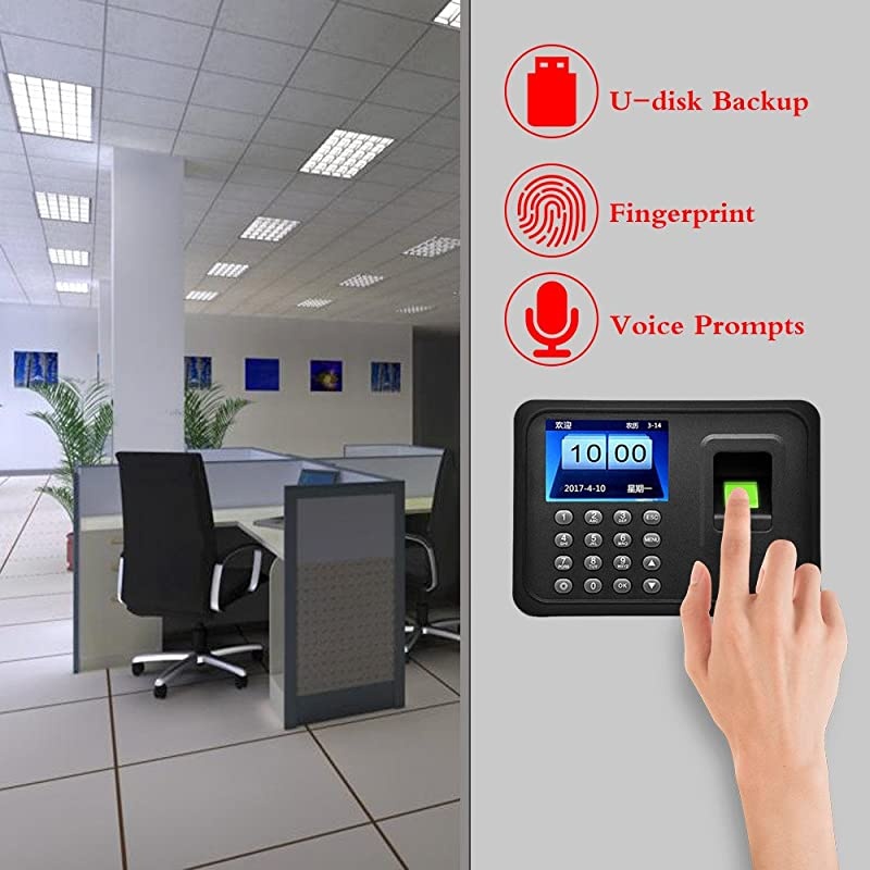 Fingerprint Attendance Machine LCD Display USB Biometric DC 5V/1A Time Clock Recorder Employee Checking-in Reader A6