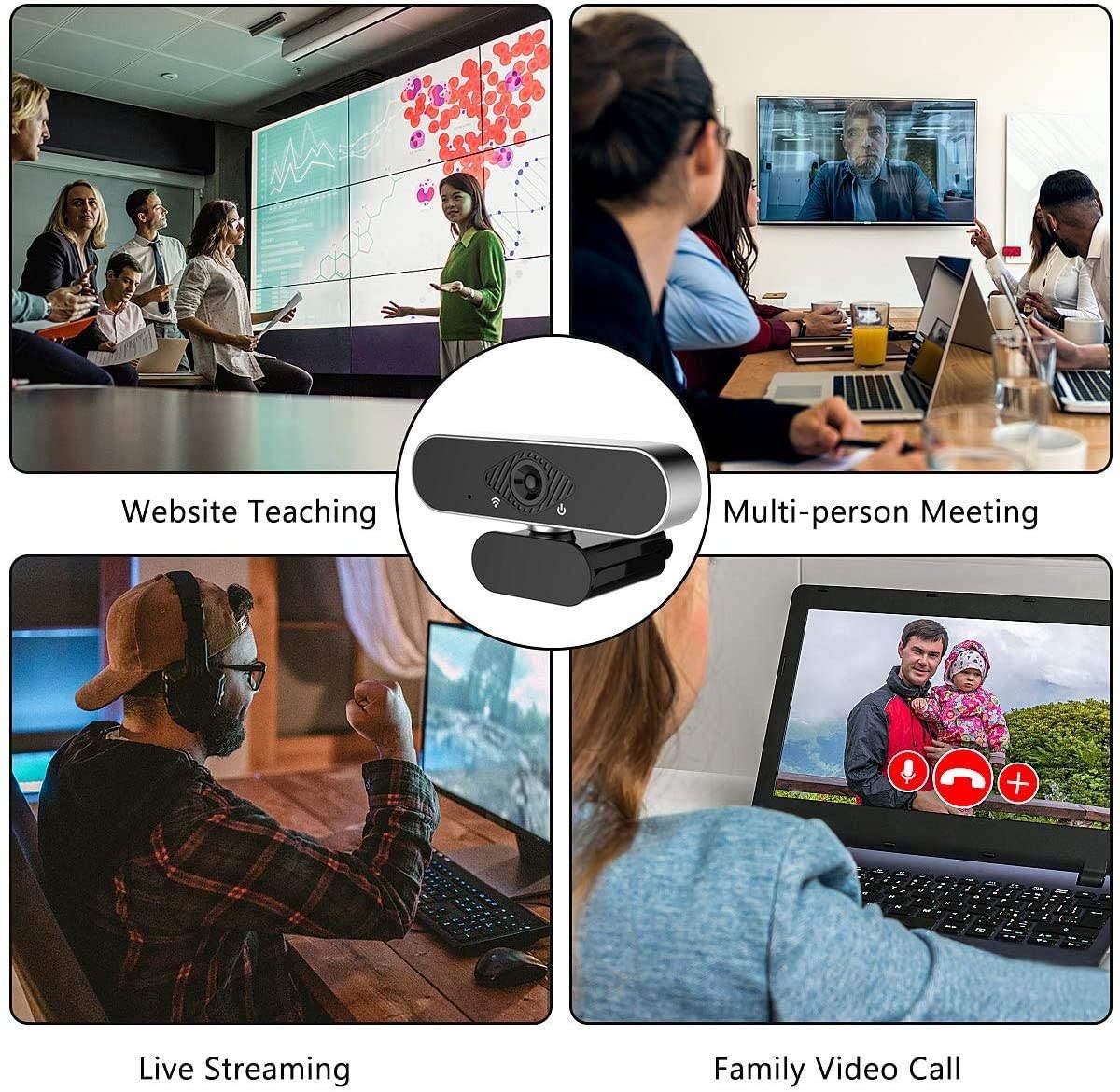 Webcam with Microphone, 1080P HD Webcam Streaming Computer Web Camera -USB Wide Angle Computer Camera for Mac YouTube Skype OBS Laptop Desktop Webcam for Video Calling Gaming Recording Conferencing