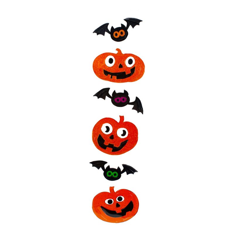 Northlight Glittered Jack-O-Lantern and Bats Halloween Gel Window Clings
