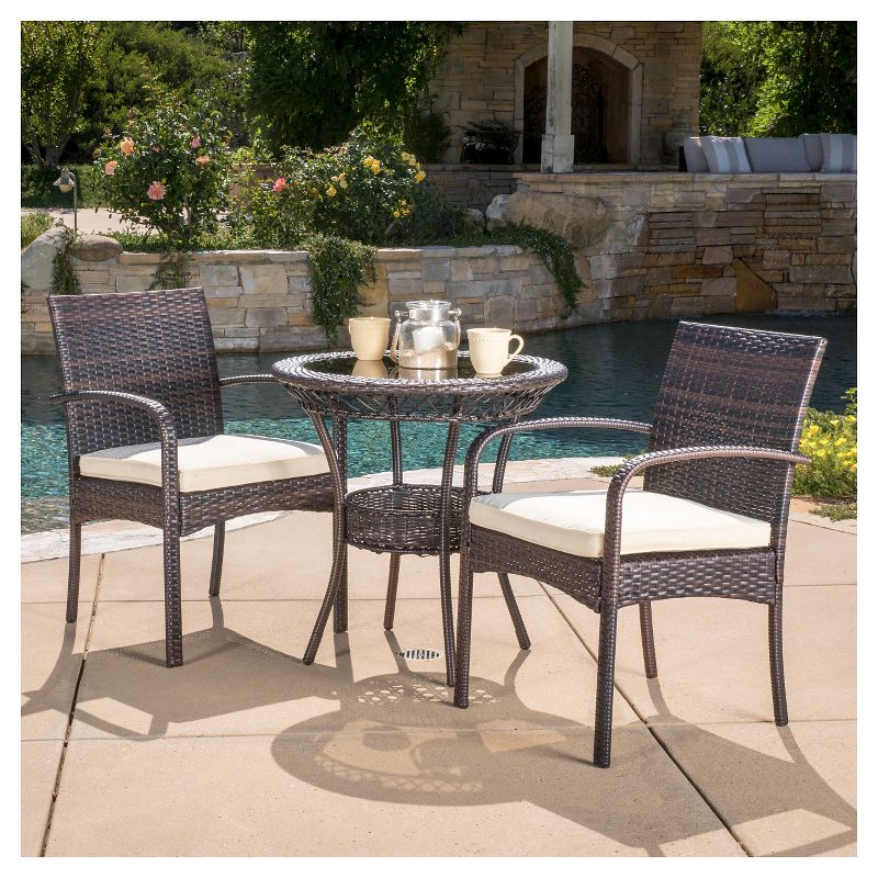 La Sola 3pc Metal Bistro Set - Black/Bronze - Christopher Knight Home