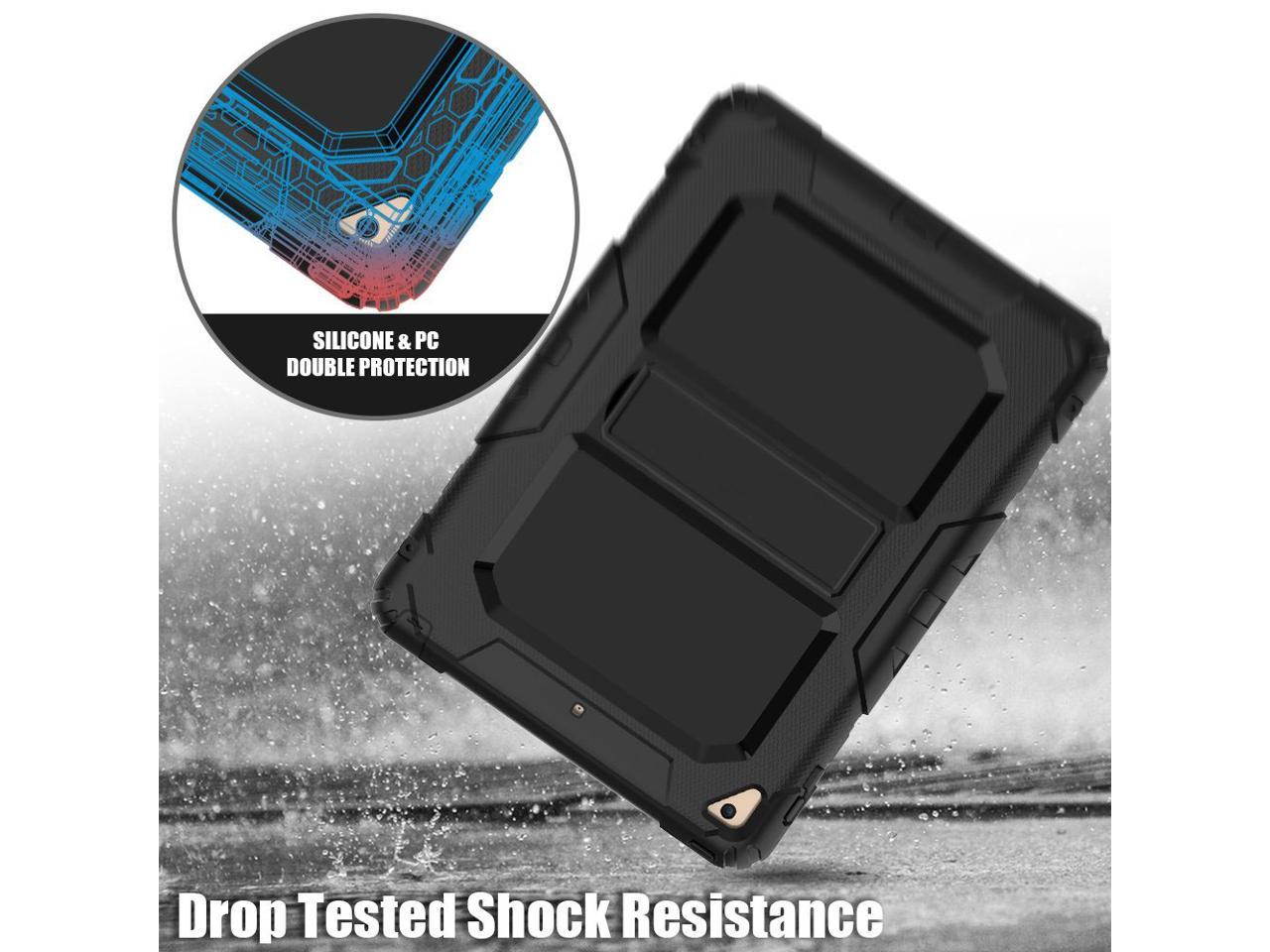 iPad 9.7 Case iPad Air 2 Cover Heavy Duty Rugged Shockproof Silicone Protective Case With Stand & Shoulder Strap For Apple iPad Air 2 / iPad Pro 9.7 / iPad 9.7 2017 2018 iPad 5th / 6th Generation