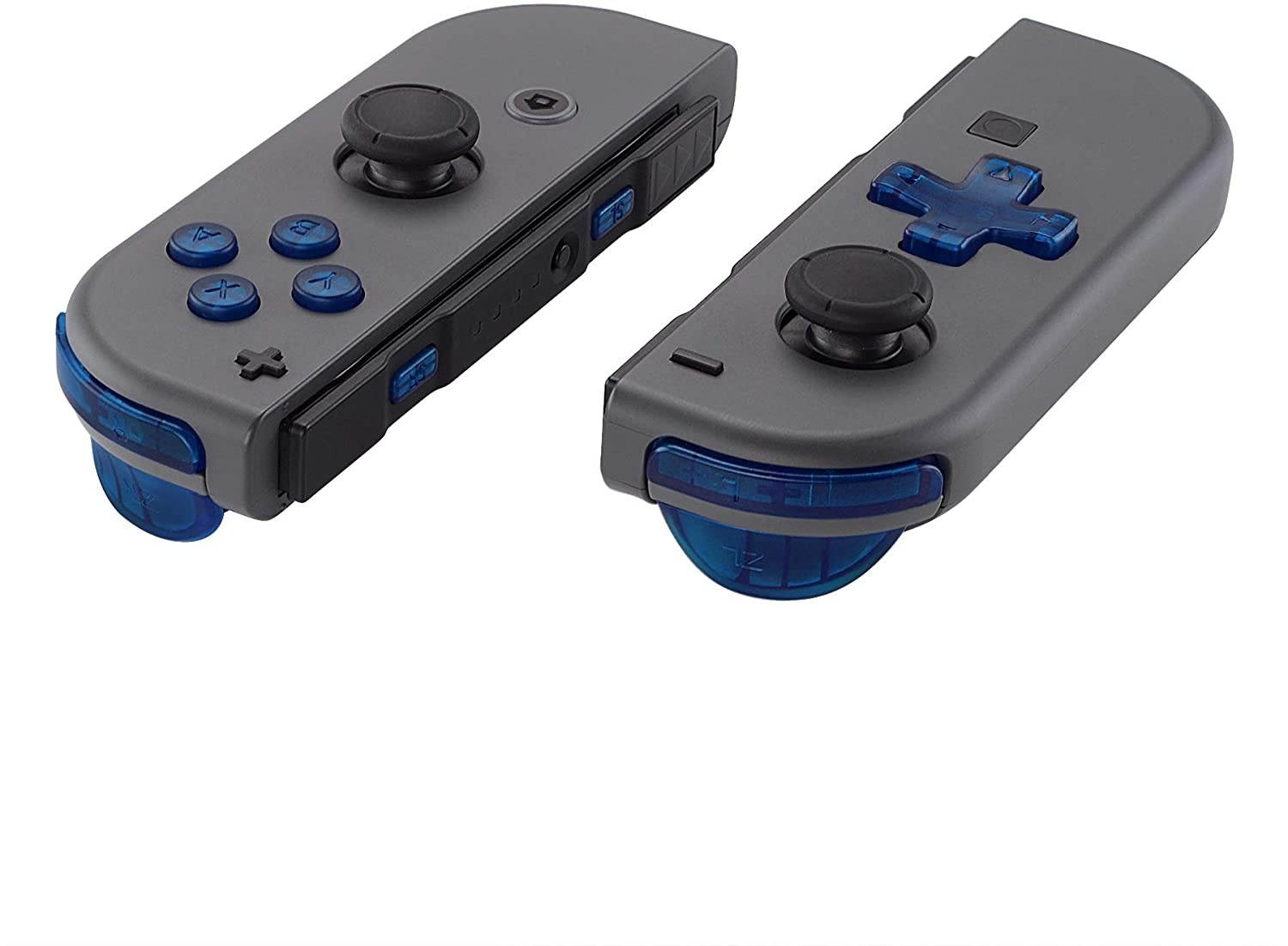 Transparent Clear Blue D-pad ABXY Keys SR SL L R ZR ZL Trigger Buttons Springs, Replacement Full Set Buttons Fix Kits for Nintendo Switch Joycon (D-pad ONLY Fits for eXtremeRate Joycon D-pad Shell)