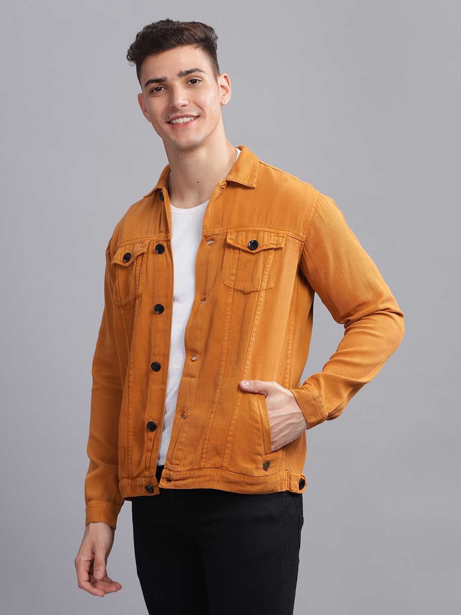 Kuons Avenue Gold Regular Fit Denim Jacket