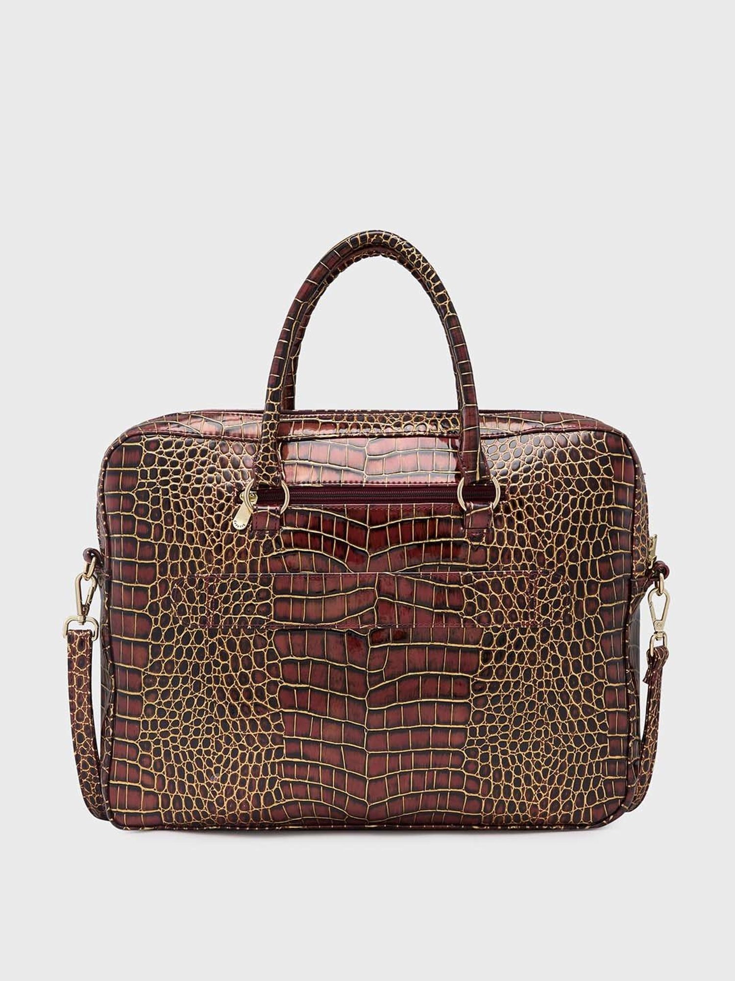 Caprese MIRANDA Burgundy Faux Leather Large Laptop Messenger Bag