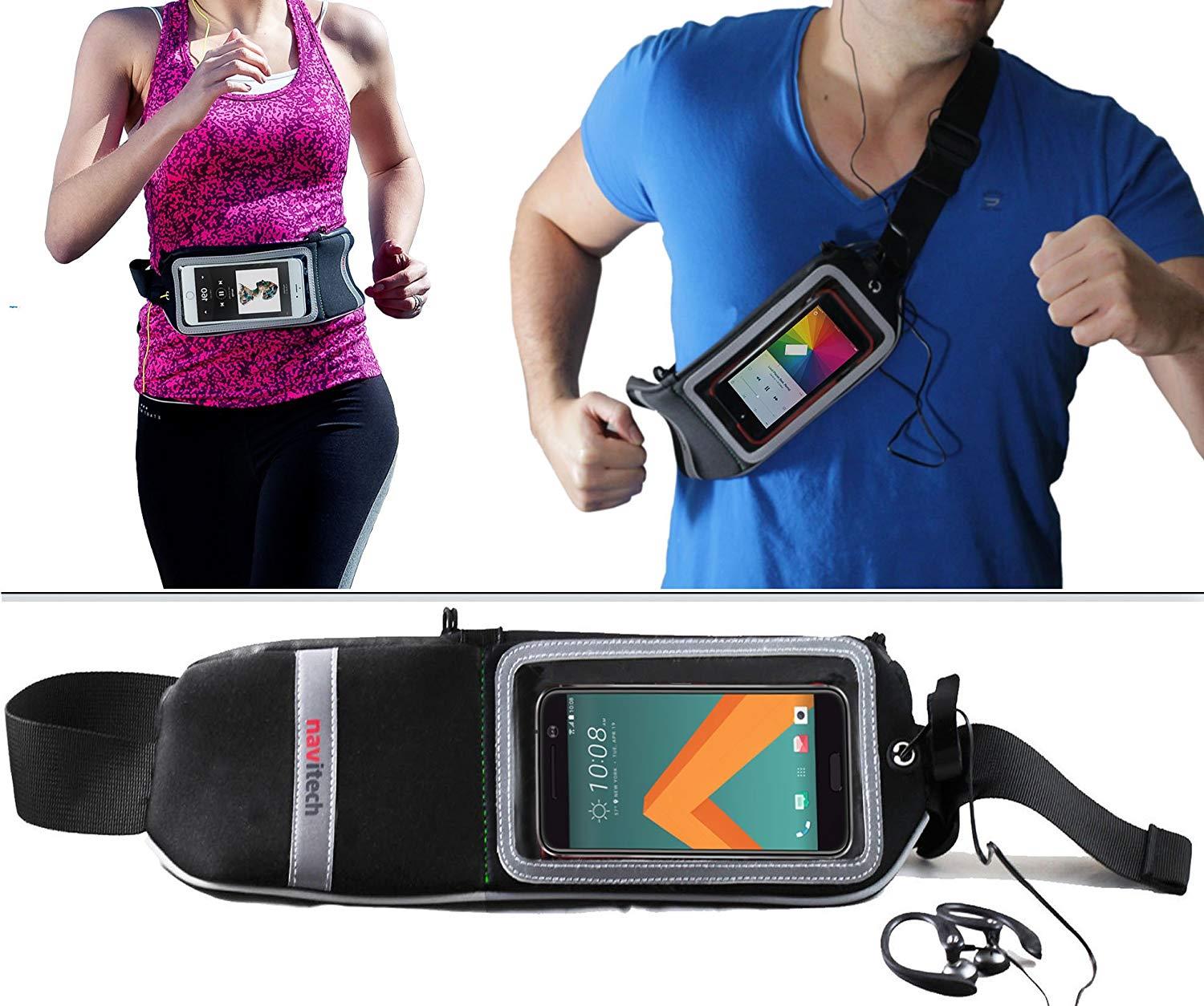 Navitech Black Smartphone Running/Jogging Water Resistant Sports Belt/Waistband Compatible with The HTC One A9s