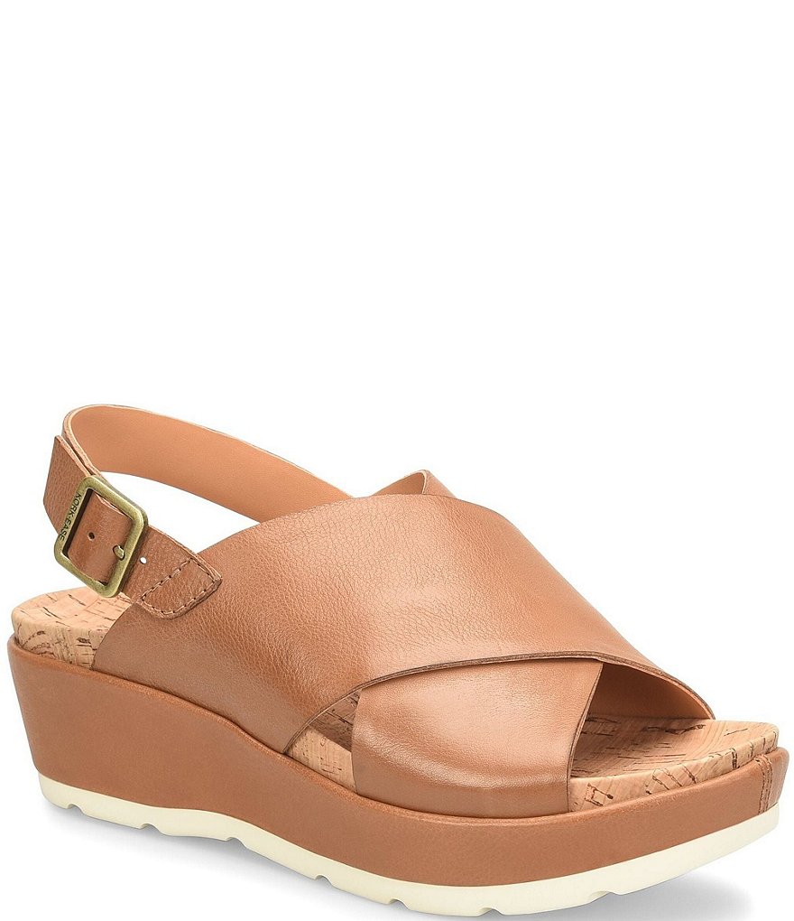Kork-Ease Chloe Leather Slingback Wedge Sandals